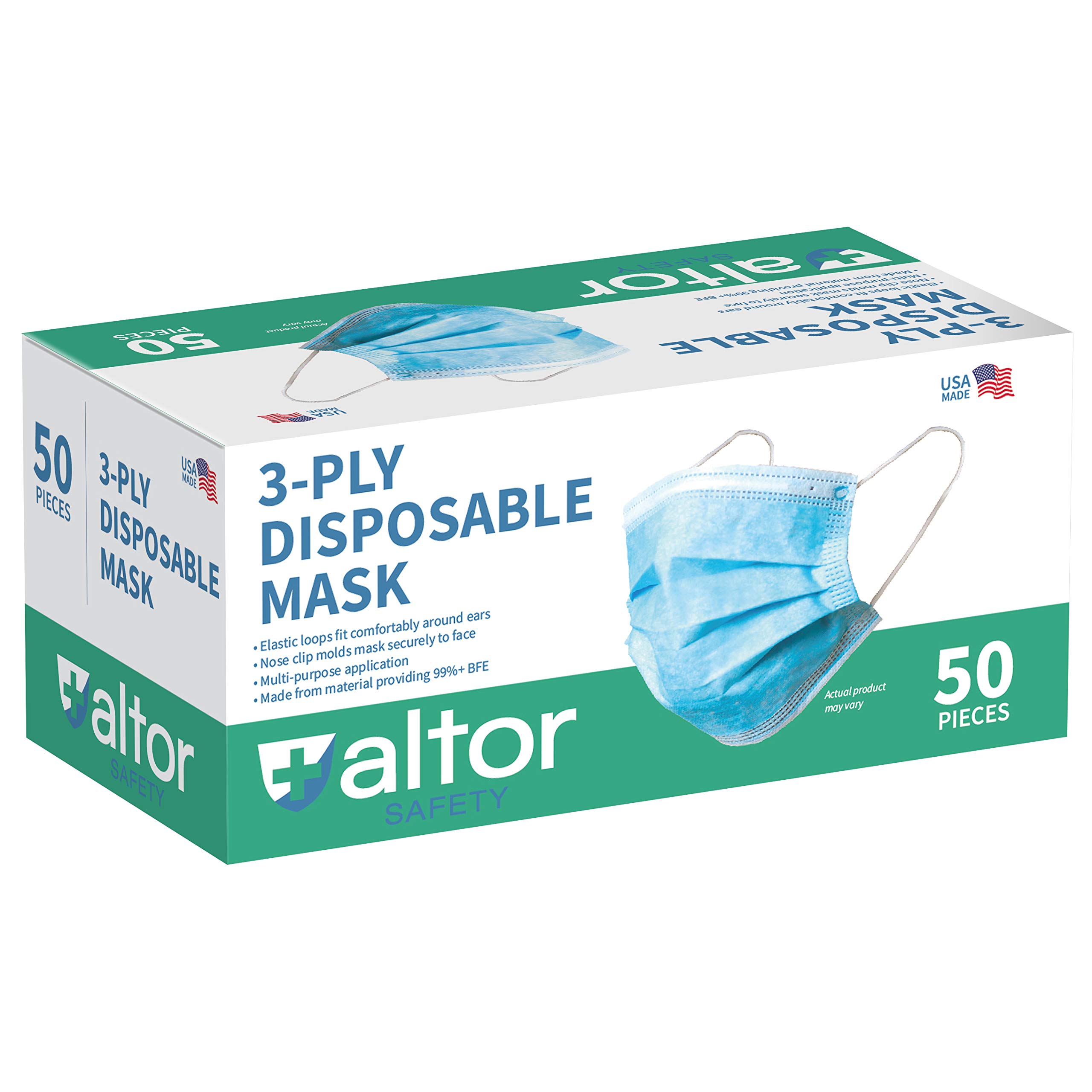Amazon.com: Altor Safety 62212 Blue Disposable Face Masks, USA